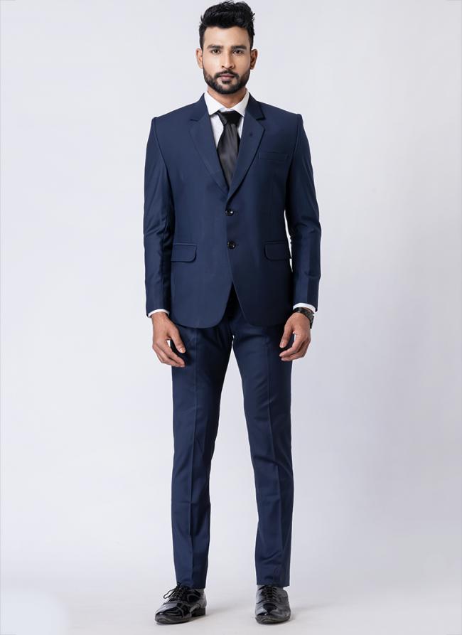 Polyster Tr Navy Blue Party Wear Formal Blazer With Trouser